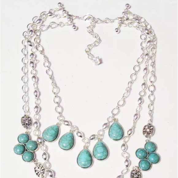 NEW Premier Designs Switch it Up Necklace- multistrand silver & turquoise 8 in 1 - Picture 6 of 7